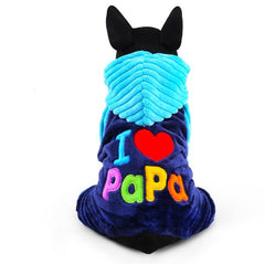 I love papa and mama winter Pet Dog Clothes