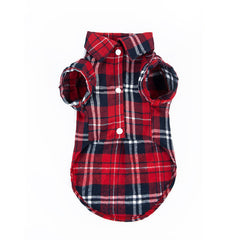 Plaids Grid Checker Shirt Lapel Dog Clothes