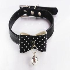 Knit Bowknot Adjustable Leather Dog Pet Collars