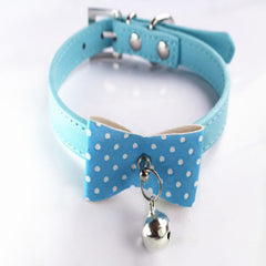 Knit Bowknot Adjustable Leather Dog Pet Collars