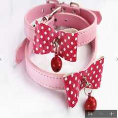 Knit Bowknot Adjustable Leather Dog Pet Collars