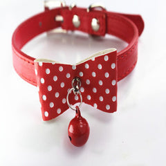 Knit Bowknot Adjustable Leather Dog Pet Collars