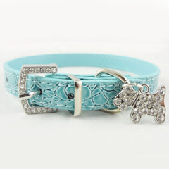 Leather Dog Collar Rhinestone Pet Accessories