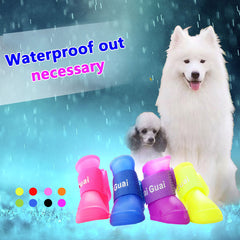 4Pcs Waterproof Rubber Pet Shoes